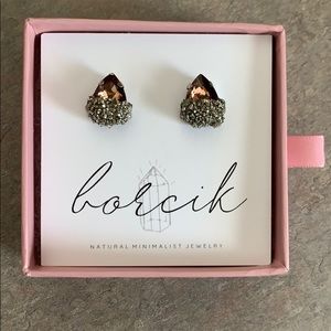 Borcik Champagne (Chocolate) Pyrite Dipped Studs